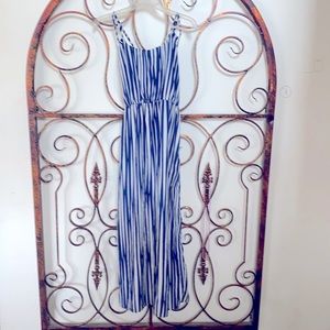 Blue and white stripped maxi dress